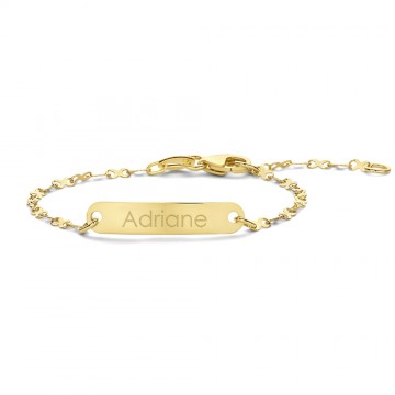 Gouden baby armband met naamgravure fantasie