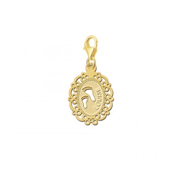 Gouden baby bedel camee voetjes met naam
