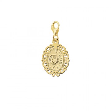 Gouden bedel camee babyhoofdje met naam