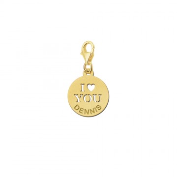Gouden bedel i love you met naam