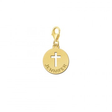 Gouden bedel kruisje met naam