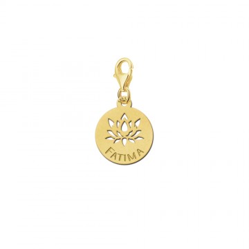 Gouden bedel lotusbloem met naam
