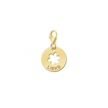 Gouden bedel met naam en bloem