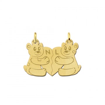 Gouden breekhanger met beertjes