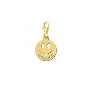 Gouden charm smiley met naam