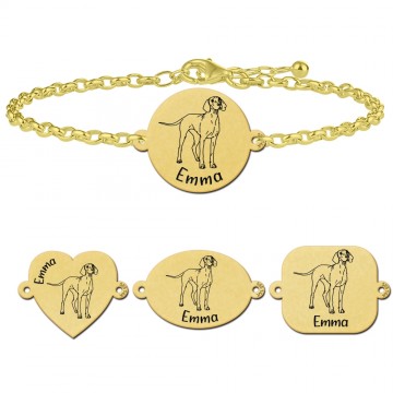 Gouden dieren armband hond weimaraner