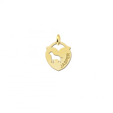 Gouden dieren hart hanger hond