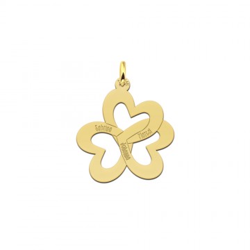 Gouden drievoudige hartjes ketting met namen