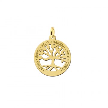 Gouden familiehanger stamboom klein
