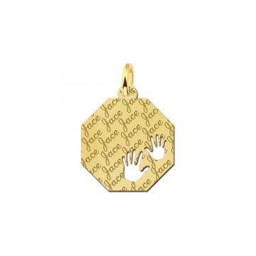 Gouden graveerplaat met naam en 2 handjes