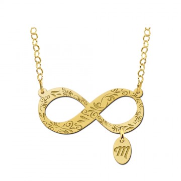 Gouden hanger infinity sierrand met letterhanger