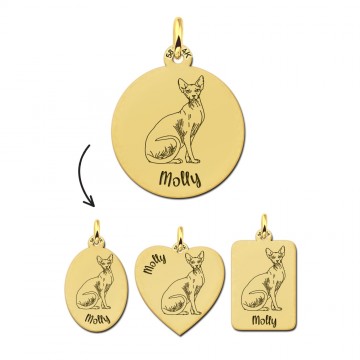 Gouden hanger kat sphynx