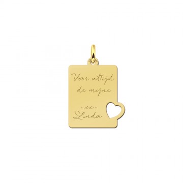 Gouden hanger met hart en tekst gravering