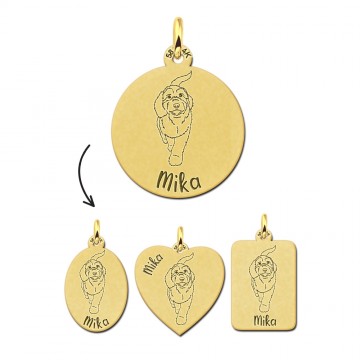 Gouden hanger met hond labradoodle