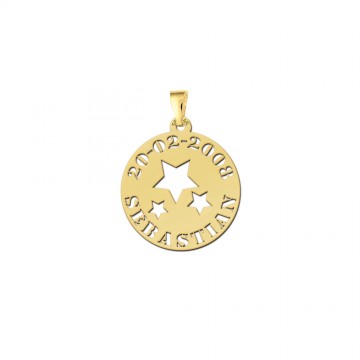 Gouden hanger sterretjes met naam en datum