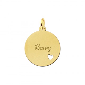 Gouden hangertje met je naam en een hart