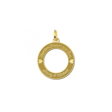 Gouden hartjes hangers 20mm met tekst