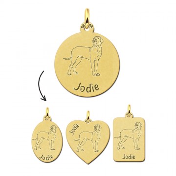 Gouden honden ketting met gravure great daneduitse dog