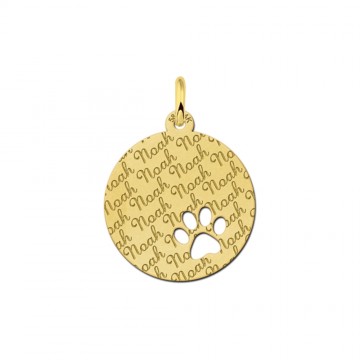 Gouden hondenpoot hangertje met je naam