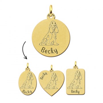 Gouden huisdierketting met gravure english cocker spaniel