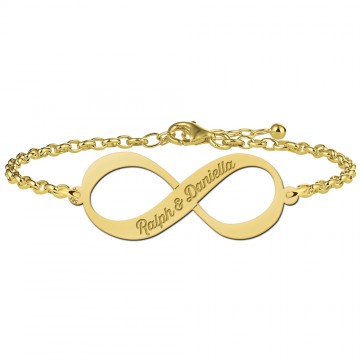 Gouden infinity armband met twee namen