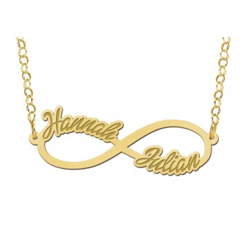 Gouden infinity ketting met twee namen