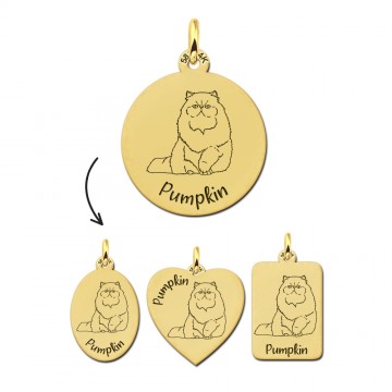 Gouden kattenhanger met naam perzische kat