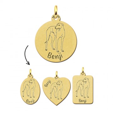 Gouden ketting met hanger windhond