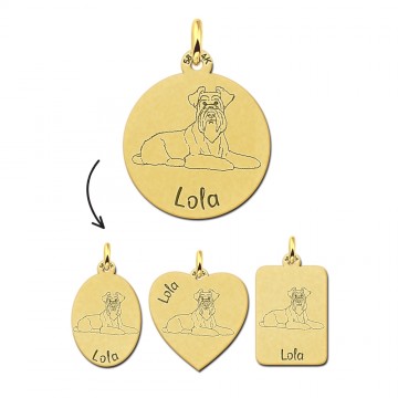 Gouden ketting met honden gravure miniatuur schnauzer
