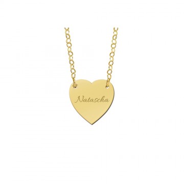 Gouden minimalistische ketting met hartje en gravure