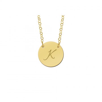 Gouden minimalistische ronde hanger met initiaal