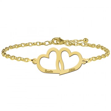 Gouden moederendochterarmband met hartjes