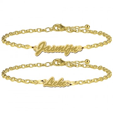 Gouden moederendochterarmbandjes met naam