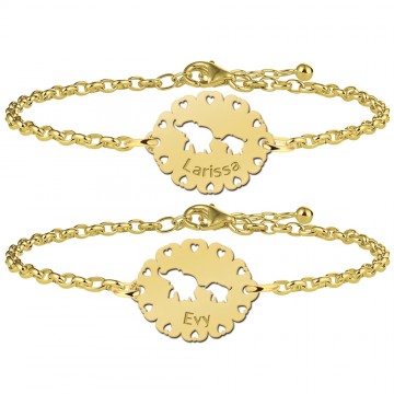 Gouden moederendochterarmbandjes met olifantjes