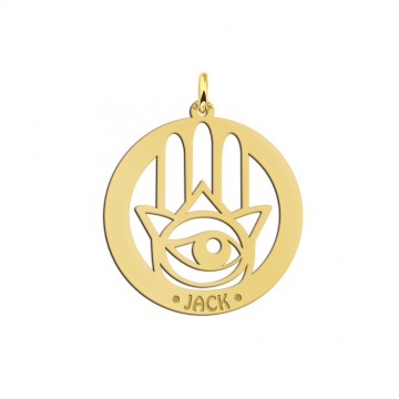 Gouden naamhanger hamsa hand