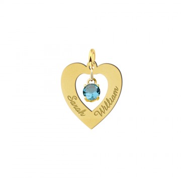 Gouden naamhanger hart 2 namen zirkonia