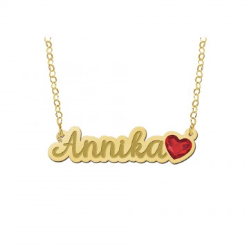 Gouden naamketting met hartjes steen model annika