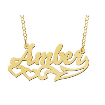 Gouden naamketting model amber