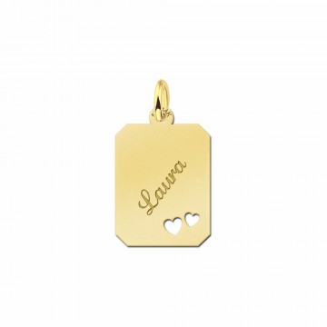Gouden naamplaatje met hartjes