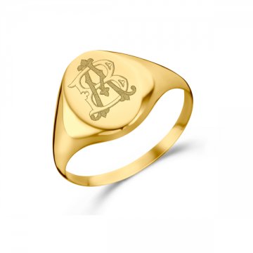 Gouden ovaal zegelring met initialen