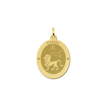 Gouden ovale sterrenbeeld hanger leeuw