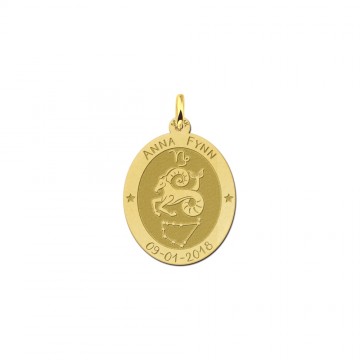 Gouden ovale sterrenbeeld hanger steenbok