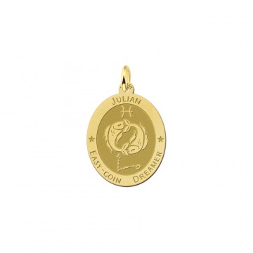Gouden ovale sterrenbeeld hanger vissen