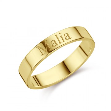 Gouden ring met naam 4 mm vlak