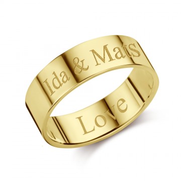 Gouden ring met naam 6 mm vlak