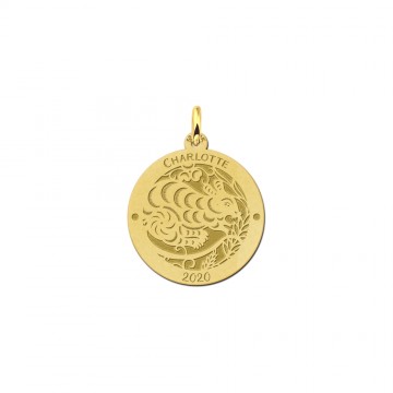 Gouden ronde chinese sterrenbeeld hanger rat