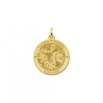 Gouden ronde hanger chinese sterrenbeeld draak