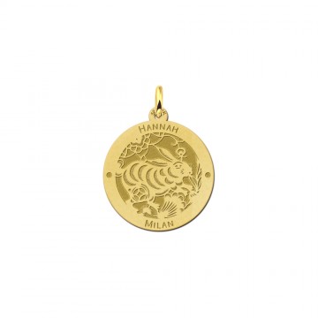 Gouden ronde hanger chinese sterrenbeeld konijn