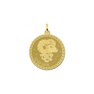 Gouden ronde sterrenbeeld hanger ram