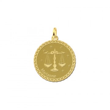 Gouden ronde sterrenbeeld hanger weegschaal